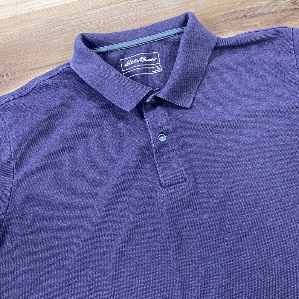 Eddie Bauer Polo Shirt Mens XL Classic Cotton Blend Pique Purple Heritage Casual
